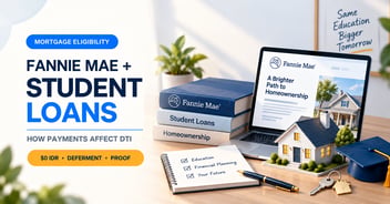 Fannie Mae student loan mortgage eligibility illustration showing how qualifying payments affect debt-to-income calculations