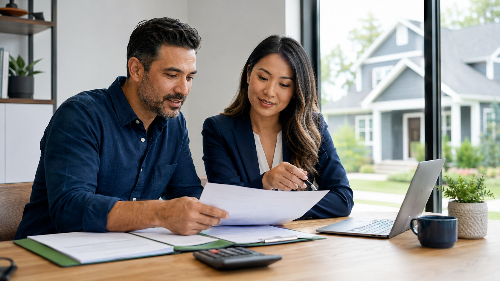 self-employed borrower reviewing CPA letter for mortgage application with accountant