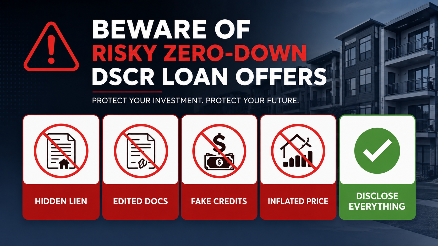 zero down DSCR loan red flags for real estate investors