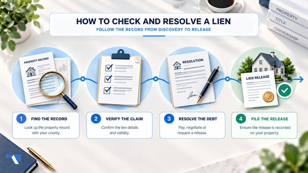 Four-step process to find, verify, resolve, and release a property lien