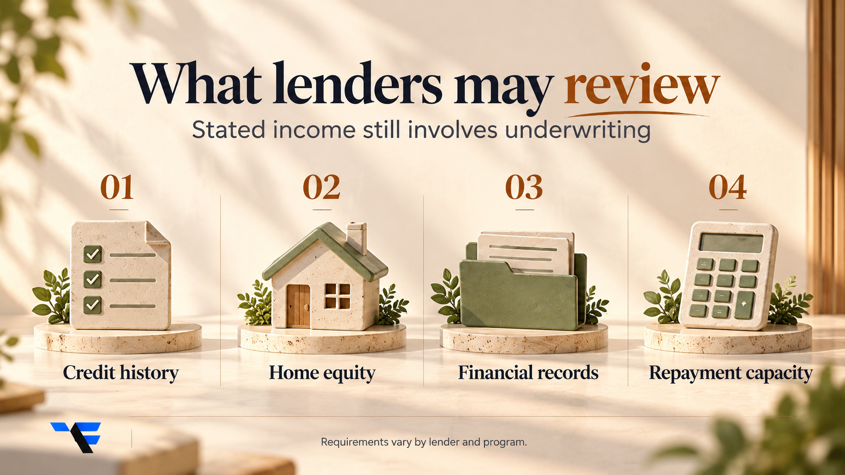 Stated income HELOC review factors: credit history, home equity, financial records and repayment capacity.
