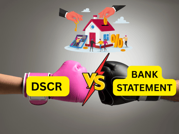 DSCR VS BANK STATEMENT LOANS SHOWN OVER GLOVES WITH HOME LOANS GRAPHICS
