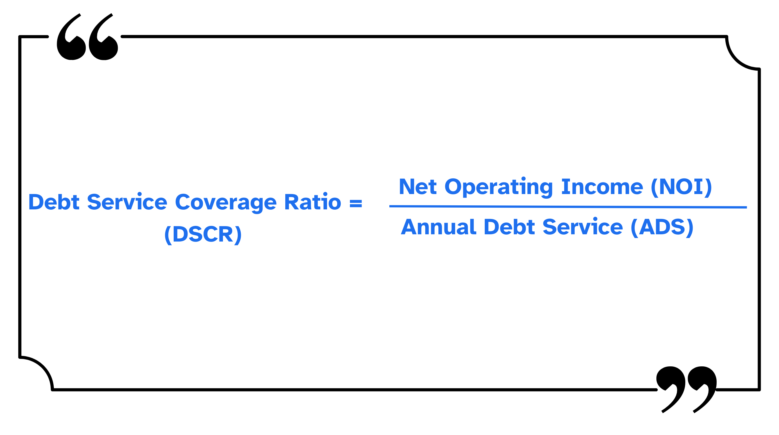 infographic of formula for calculation of DSCR