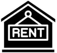 RENTAL HOME IN BLACK AND WHITE ICON 