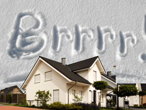 a real estate property with BRRRR written on the background of snow
