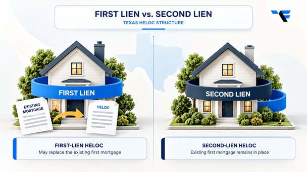 First-lien and second-lien HELOC structures compared for Texas homeowners with an existing mortgage