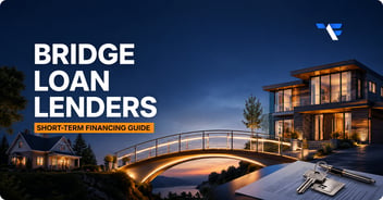 Bridge loan lenders and short-term bridge financing guide with two homes connected by an illuminated bridge